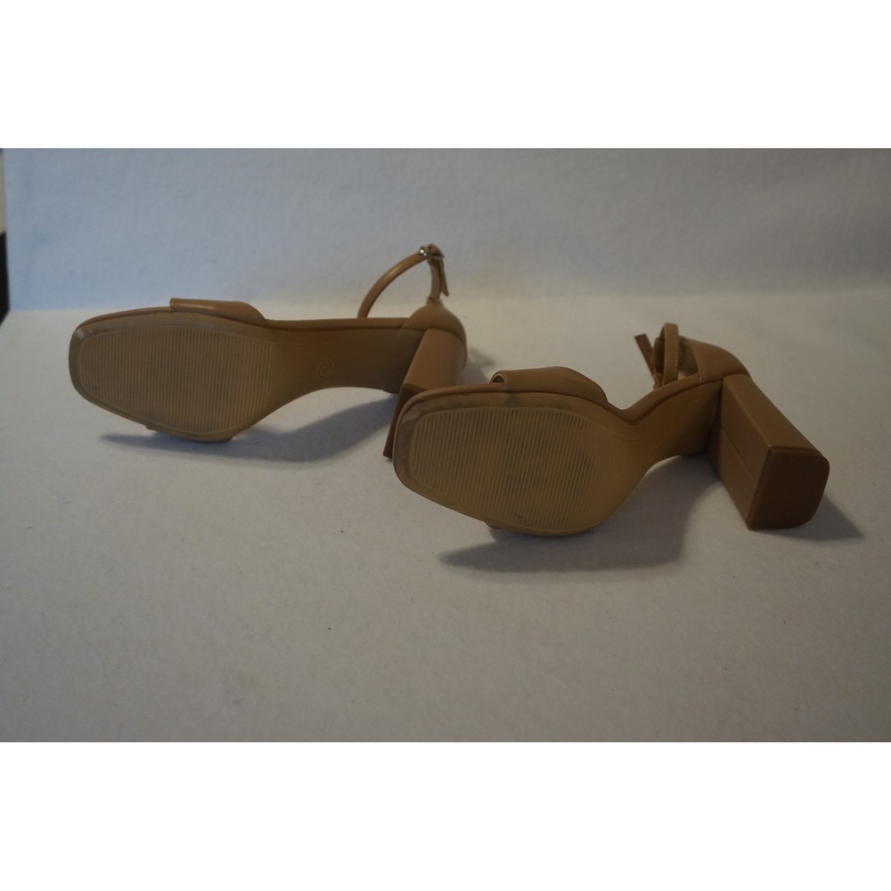 A New Day Tan Ankle Strap Block Heel Sandals Square Toe Nude 10214870 - Picture 6 of 7